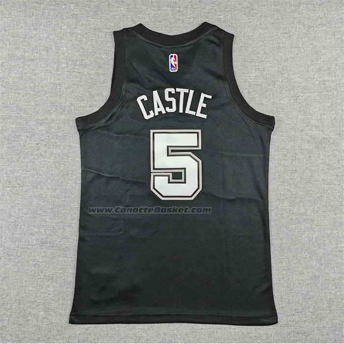 Maglia Bambino San Antonio Spurs Stephon Castle No 5 Citta 2025-26 Nero